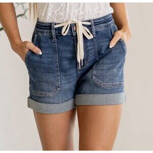 Judy Blue Livin Life High Rise Jogger Shorts Small Light Wash EUC JB150343 S